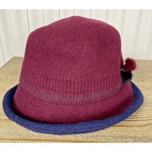 My First Lady Hat Wool Adjustable Bucket with Removabke Fur pompom